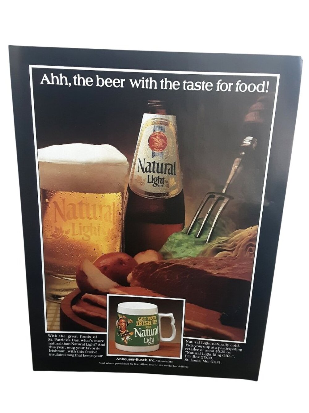 1983 Natural Light Beer Ad Anheuser Busch Food Pairing Vintage